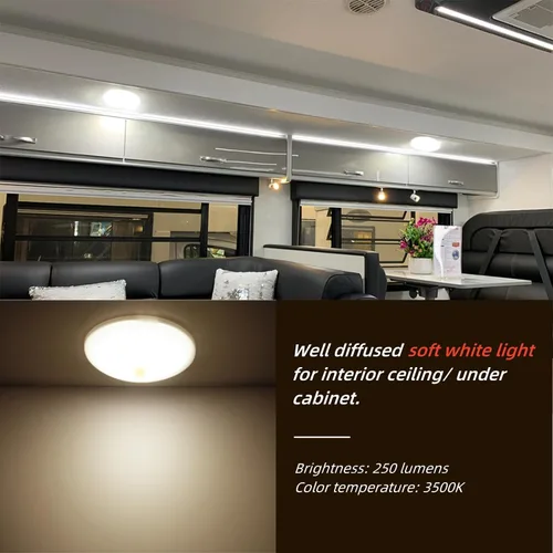 Vista 5 de Luces LED de 3.5 pulgadas y 12 voltios, luz de techo interior con interruptor debajo del gabinete, luces para caravana, remolque, barco, iluminación