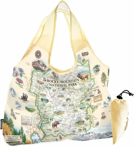 Vista 34 de Xplorer Maps Bolsa con asas – Bolsa de compras reutilizable para comestibles, plegable y lavable de nailon, resistente y compacta