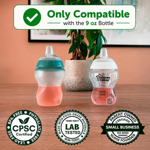 Vista 3 de Sippy Cup Conversion Kit for for Tommee Tippee 9 oz Baby Bottles, 2-Pack
