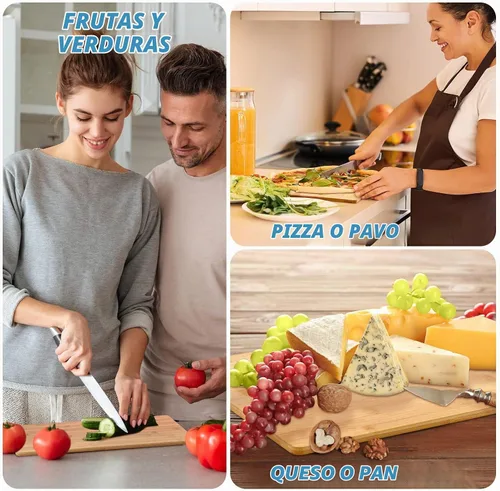 Vista 4 de 18 tablas de cortar de madera a granel, tablas de cortar de cocina grandes, juego de tablas de cortar de madera para cocina, carne, queso, pan