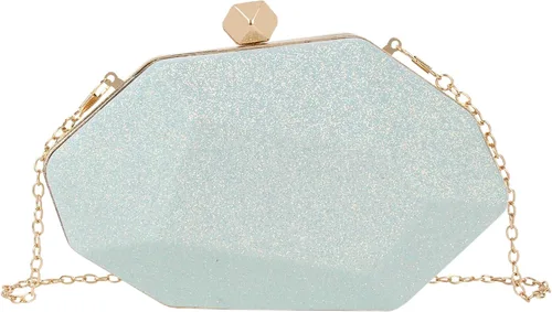 Vista 14 de Reberomantic - Bolso de mano para mujer con patrón de celosía, geométrico, con cadena, tipo clutch para la noche