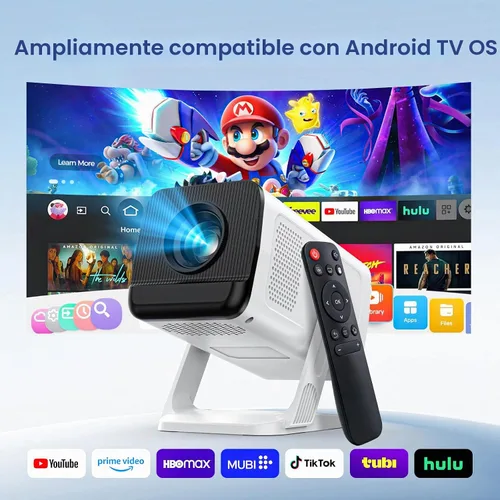 Vista 2 de Mini proyector con WiFi y Bluetooth, proyector inteligente nativo 1080P