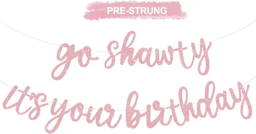 Vista 34 de BEISHIDA Pancarta Black Go Shawty It's Your Birthday de 11.4 pies, SIN BRICOLAJE - Pancarta de Feliz Cumpleaños con Purpurina Tema Hip Hop - Negro