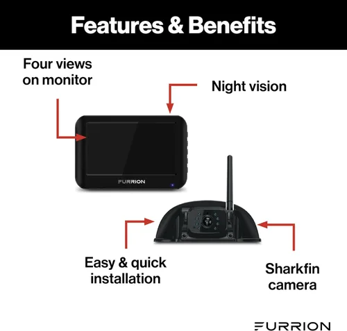 Vista 2 de Furrion Vision S - Sistema de cámara inalámbrica de respaldo para RV con monitor de 4.3 pulgadas, 1 aleta de tiburón trasera