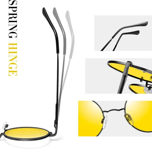 Vista 5 de Joopin Lentes de sol redondos pequeños retro, redondos, hippie, polarizados, protección UV400, pantallas de metal para hombres y mujeres