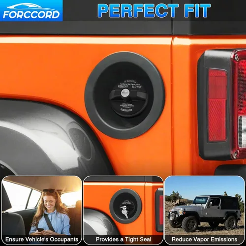 Vista 6 de Tapa de Gas con Bloqueo para Combustible Ajuste Personalizado para 03-22 23 24 25 26 Jeep Wrangler (TJ/LJ/JK/JK/JL/JLU/JT) Tapa de Gas con Bloqueo