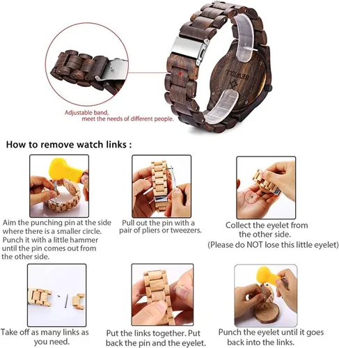 Vista 4 de Bewell W086B - Reloj de pulsera analógico ligero de cuarzo hecho a mano