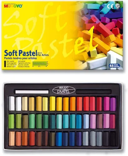 Vista 2 de Juego de 48 tizas cuadradas de colores surtidos de Mungyo Soft Pastel no tóxico (versión en inglés estadounidense) - Nueva versión