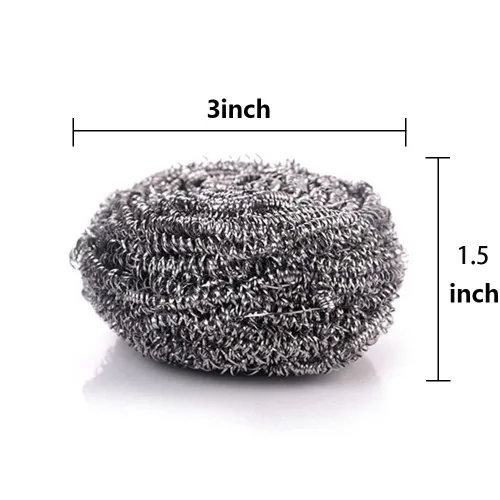 Vista 2 de KTOJOY - Juego de 6 estropajos de lana de acero inoxidable Stainless steel scrubbers for kitchen, bathroom, pots, pans, grill; heavy duty