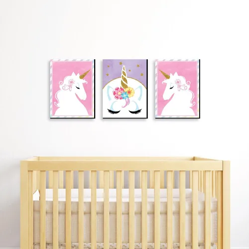 Vista 2 de Big Dot of Happiness Unicornio arcoíris – Arte de pared para guardería y decoración de habitación de niños – Ideas de regalo – 7.5 x 10 pulgadas