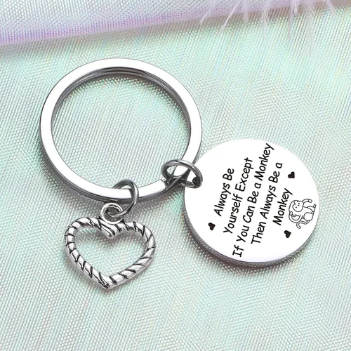 Vista 3 de ZQEOU Llavero para amante de los monos, anillo de mono, regalo para hija, regalo de mejor amiga, regalo de primo, llavero de cumpleaños