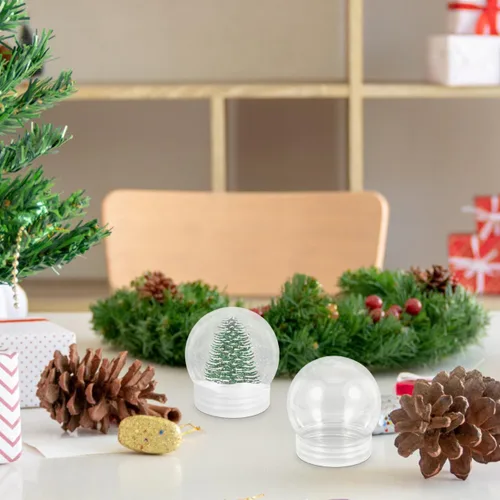 Vista 2 de DECHOUS Kit de globos de nieve de 5.1 fl oz, bolas de Navidad de plástico para decoración de bolas de Navidad transparentes de burbujas de plástico