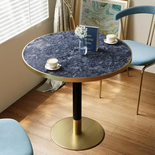 Vista 19 de Mesa de tulipán de 31.5 pulgadas, mesa de comedor redonda con mesa de Aqua Jade (oro rosa)
