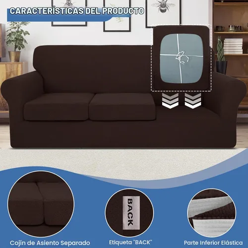 Vista 4 de JIVINER Fundas de Sofá de 4 Piezas para Sofá de 3 Cojines Funda Elástica de Sofá con 3 Fundas de Cojines de Asiento Funda de Sofá Gruesa Ajustada