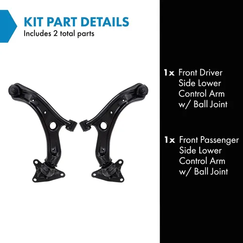 Vista 378 de Conjunto de Brazo de Control Inferior Delantero y Junta Esférica TRQ para Lado del Conductor y del Pasajero 2 Piezas Compatible con Ford Mustang GT