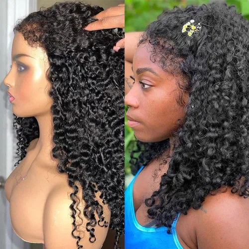 Vista 5 de Pelucas de cabello humano con encaje frontal transparente HD de 13 x 4 pulgadas, cabello humano prearrancado, nudos predecolorados, bordes 4C