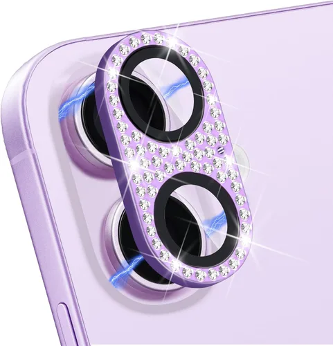 Vista 16 de Protector de lente de cámara para iPhone 13 & iPhone 13 Mini, brillante con diamantes de imitación 3D con purpurina, cubierta de cámara de vidrio