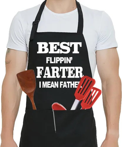 Vista 6 de Delantal para hombre para parrilla de barbacoa mejor Flippin' Farter I Mean Father divertido regalo para padre