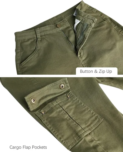 Vista 4 de ECUPPER Pantalones de mezclilla ajustados de cintura alta para mujer, pantalones de mezclilla elásticos de tiro alto, jeans ajustados con bolsillos