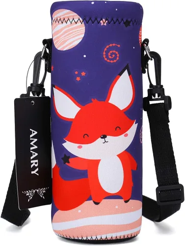 Vista 21 de AMARY - Bolsa de transporte de neopreno para botella de agua, con correa ajustable para el hombro, cubierta aislada para botellas de acero Aves