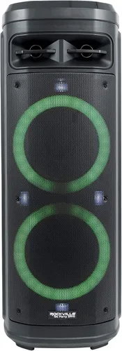 Vista 8 de Rockville Go Party ZR10 Altavoz Bluetooth portátil dual de 10 pulgadas y 1000 W, luces LED, micrófono UHF, estéreo TWS, perfecto para fiestas