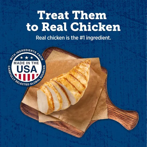 Vista 3 de Blue Buffalo True Chews - Golosinas para perros, hechas en EE. UU. con ingredientes naturales, receta de tocino de pollo, bolsa de 12 onzas Pollo