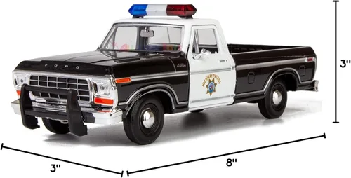 Vista 9 de Motormax All Star Toys Exclusive 1979 F-150 California Highway Patrol CHP Police Pickup Truck 1:24 Diecast Law Enforcement Model Car 76987