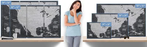 Vista 7 de Tablero de mapa de Estados Unidos con pasadores para marcar viajes de Estados Unidos, hecho a mano en Ohio, EE. UU., Diseño: pizarra moderna