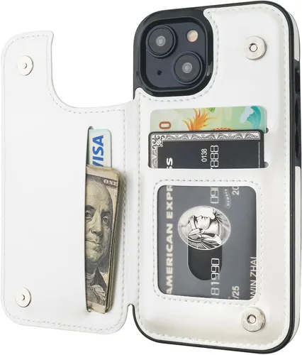 Vista 14 de ONETOP Compatible con iPhone 15 Funda Tipo Cartera con Soporte para Tarjetas, Funda de Cuero PU con Soporte y Ranuras para Tarjetas, Doble Cierre