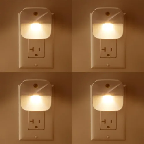 Vista 8 de AULTRA Luz nocturna LED redonda luces nocturnas enchufables a la pared, sensor de atardecer a amanecer activado, encendido y apagado automático