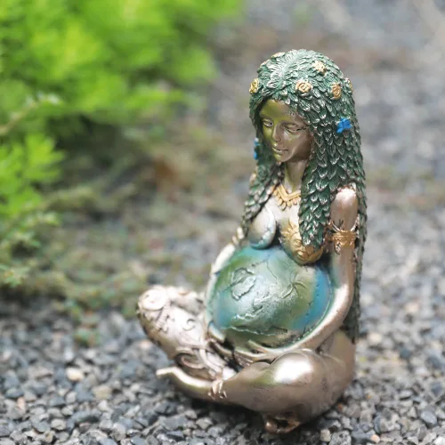 Vista 6 de SHOWFEICAT Estatua de diosa, estatua de Gaia, madre, tierra, naturaleza, luna, estatuas de resina, figura espiritual de bruja, decoración del hogar