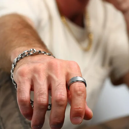 Vista 3 de Anillo giratorio de titanio de tungsteno de 0.2360.315 pulgadas para hombre, tamaño medio, sin níquel, anillo de ansiedad para hombres y mujeres
