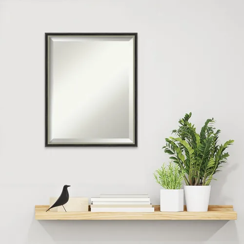 Vista 5 de Amanti Art Theo - Espejo de pared negro de 21 x 17 pulgadas, espejo rectangular estrecho de baño para decoración de pared de sala de estar, marco