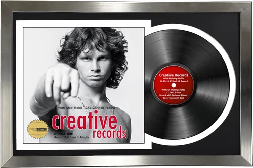 Vista 2 de Creative Picture Frames Marco para discos de Jukebox de 16 x 24 pulgadas con acabado de acero inoxidable de 12 pulgadas con doble paspartú blanco