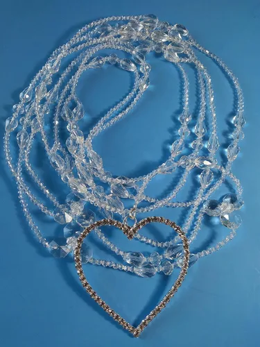 Vista 7 de Lazo de BodaRosario para MatrimonioLazo de Cristal del 4 y gota de Cristal Natural Lazo sin Images y Corazon Lazo Color Plata Mide 42 pulgas.