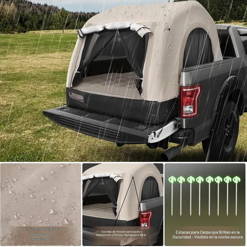 Vista 5 de Tienda de campaña autoinflable con colchón, PU2000mm impermeable, bomba de aire recargable, 3 minutos de instalación rápida Tienda de campaña
