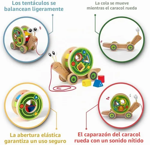 Vista 6 de Hape Juguete para bebé de madera Caracol para pasear.