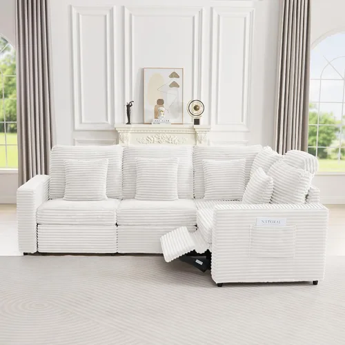 Vista 7 de RARZOE Módulo de Reposabrazos para Sofá Seccional Modular, Reposabrazos de Pana Módulo de Sofá Modular Parte Lateral para Sala de Estar Sofá