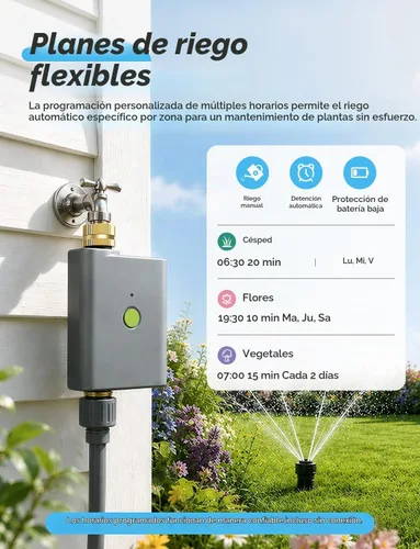 Vista 5 de meross WiFi Water Timer for Garden Hose, Brass Inlet & Outet, Rain Skip