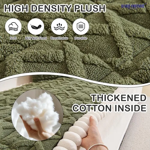 Vista 2 de HANDONTIME Funda para sofá de perro con diseño geométrico de jacquard, fundas de sofá lavables, divertidas y esponjosas, funda de cojín para sofá