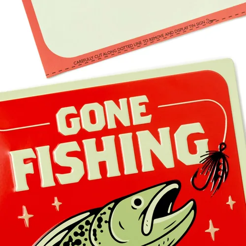 Vista 8 de Hallmark Tarjeta del día del padre con letrero de hojalata extraíble (pesca ida)