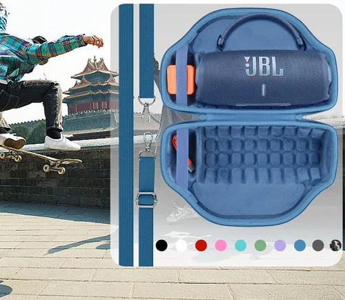 Vista 10 de co2CREA Case for JBL Charge 6 Portable Bluetooth Speaker, Blue Acolchado de espuma de alta densidad, mango reforzado, correa de hombro desmontable