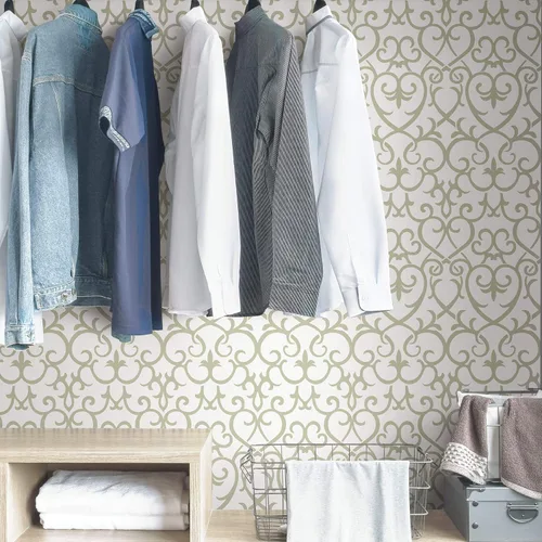 Vista 4 de Scott Living Rhapsody - Papel tapiz autoadhesivo, color gris