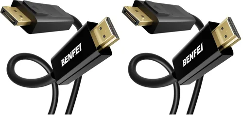 Vista 10 de Cable BENFEI de DisplayPort a HDMI 4K, 0,91 m, unidireccional, DP 1.2 de computadora a pantalla HDMI 1.4, chapado en oro, compatible con Lenovo, HP