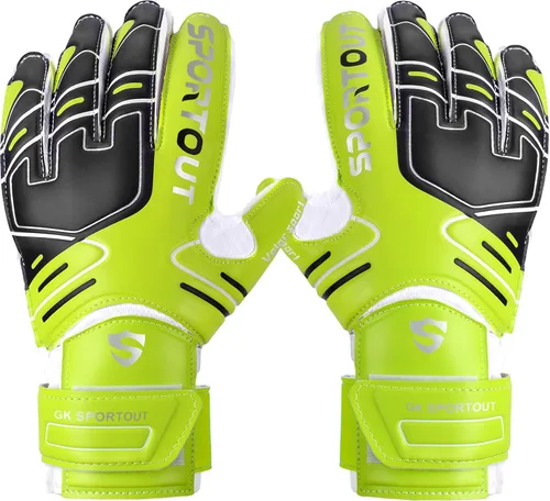 Vista 23 de Sportout Guantes de portero para jóvenes y adultos, agarre fuerte para las paradas más difíciles, con protección en los dedos y látex de 4+3MM