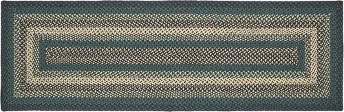 Vista 3 de VHC Brands Pine Grove, alfombra trenzada de yute, tapete de medio círculo, verde, 16.5 x 34 pulgadas
