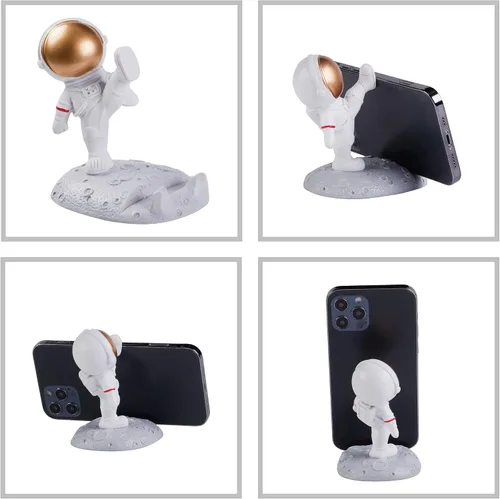 Vista 3 de Soporte de teléfono celular astronauta creativo Spaceman para adornos de escritorio, pierna pateada