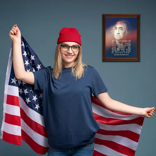 Vista 3 de Arte de pared con citas de George Washington: si se quita la libertad de expresión, esta decoración de pared patriótica política con silueta