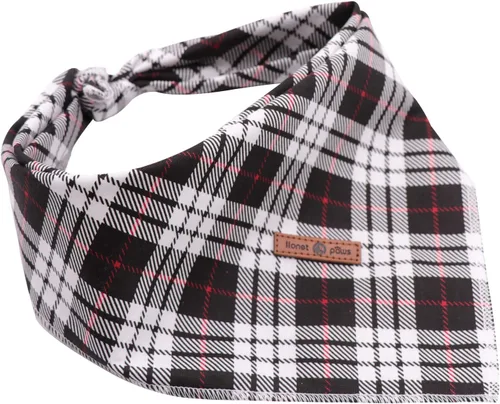 Vista 3 de Lionet Paws Bandana para Perro de Algodón Lavable Pañuelo Bufanda Bandana Triangular para Perros Pequeños Medianos y Grandes Cuadrícula Negra