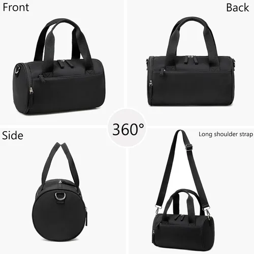 Vista 6 de Mini bolsa de gimnasio para mujeres y niñas, bonita bolsa de lona pequeña de 12 pulgadas con bolsillos multifuncionales, bolsas deportivas